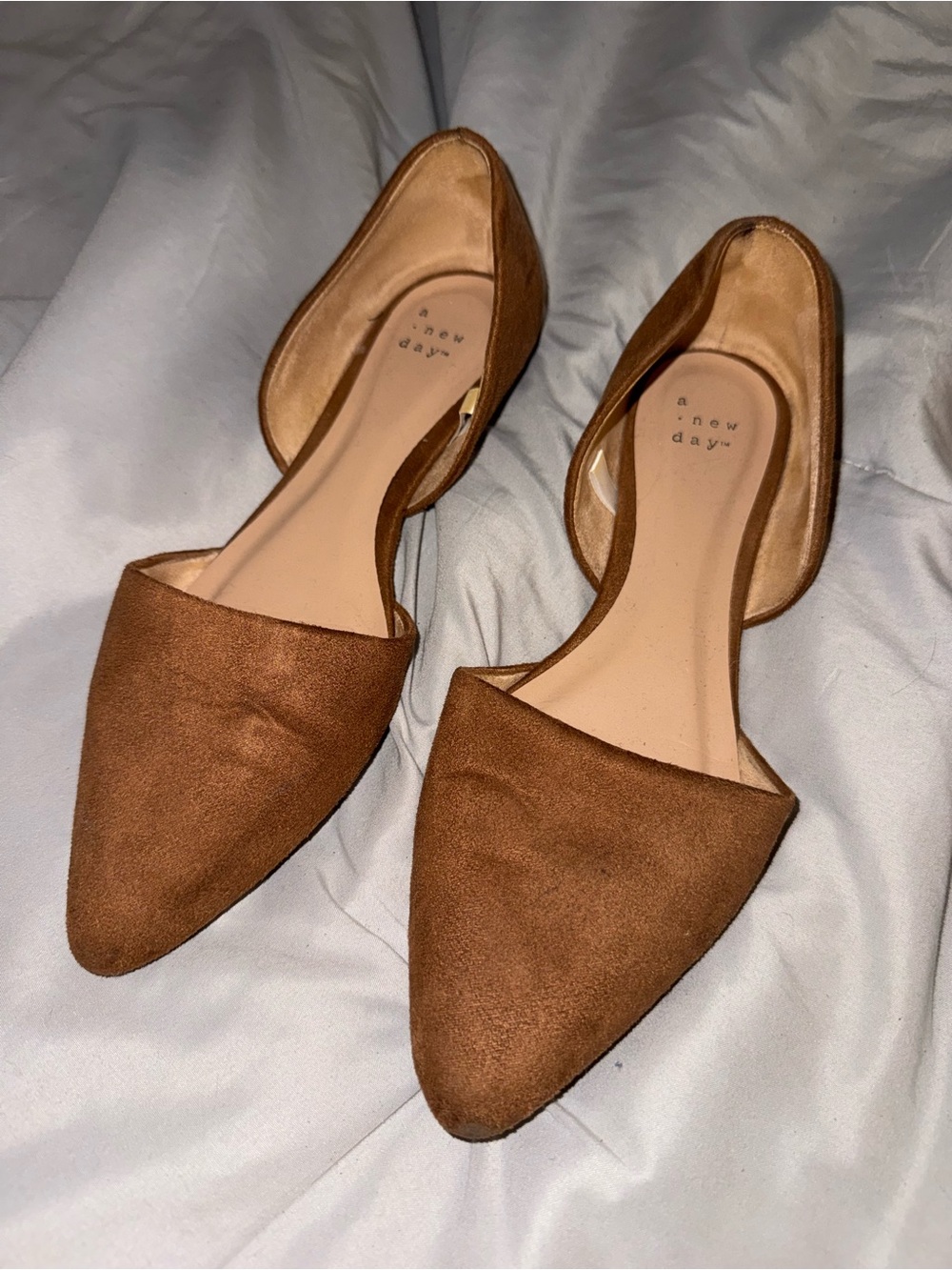 a new day Tan Pointed D'Orsay Flats